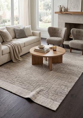 Saffron Rugs Hand Tufted Taupe Solid Contemporary Rectangular Wool Area Rug