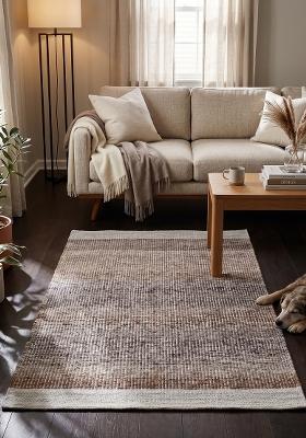 Saffron Rugs Hand Tufted Brown Grey Solid Contemporary Rectangular Wool Area Rug