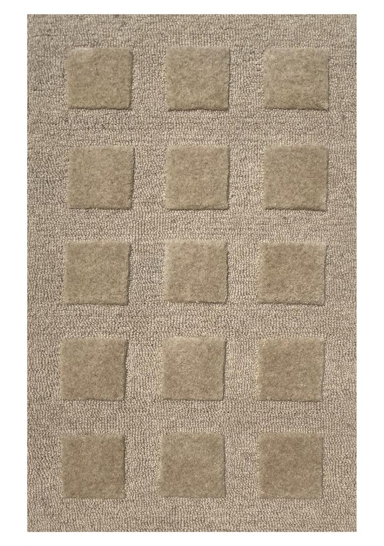 Saffron Rugs Hand Tufted Beige Geometric Contemporary Rectangular Wool Area Rug - Indya
