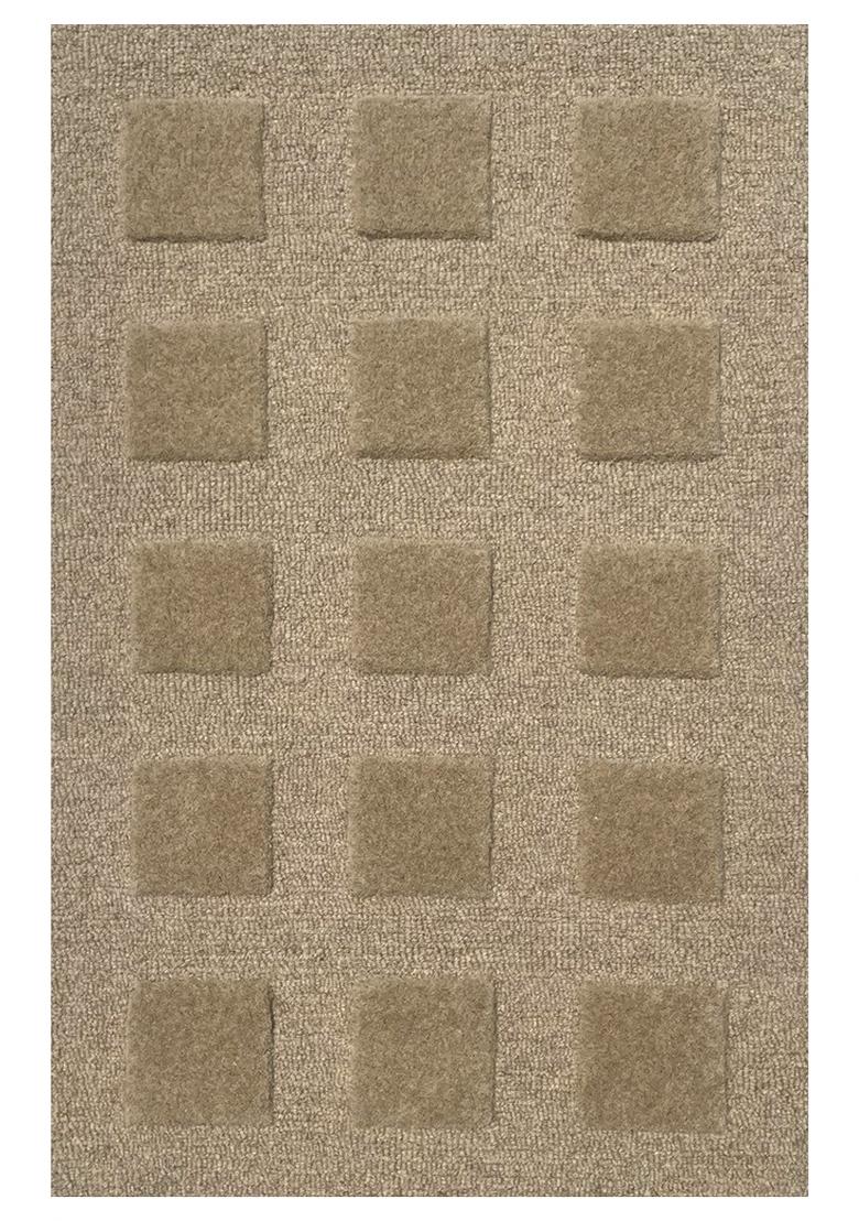 Saffron Rugs Hand Tufted Beige Geometric Contemporary Rectangular Wool Area Rug - Indya