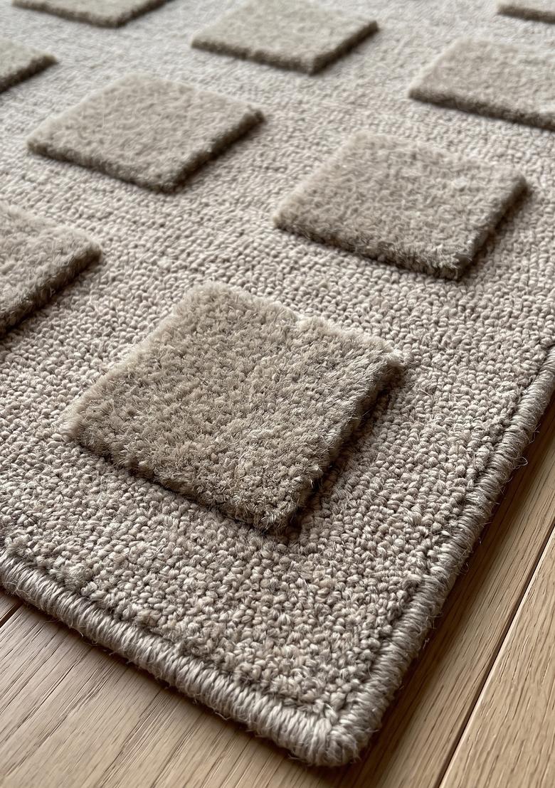 Saffron Rugs Hand Tufted Beige Geometric Contemporary Rectangular Wool Area Rug - Indya