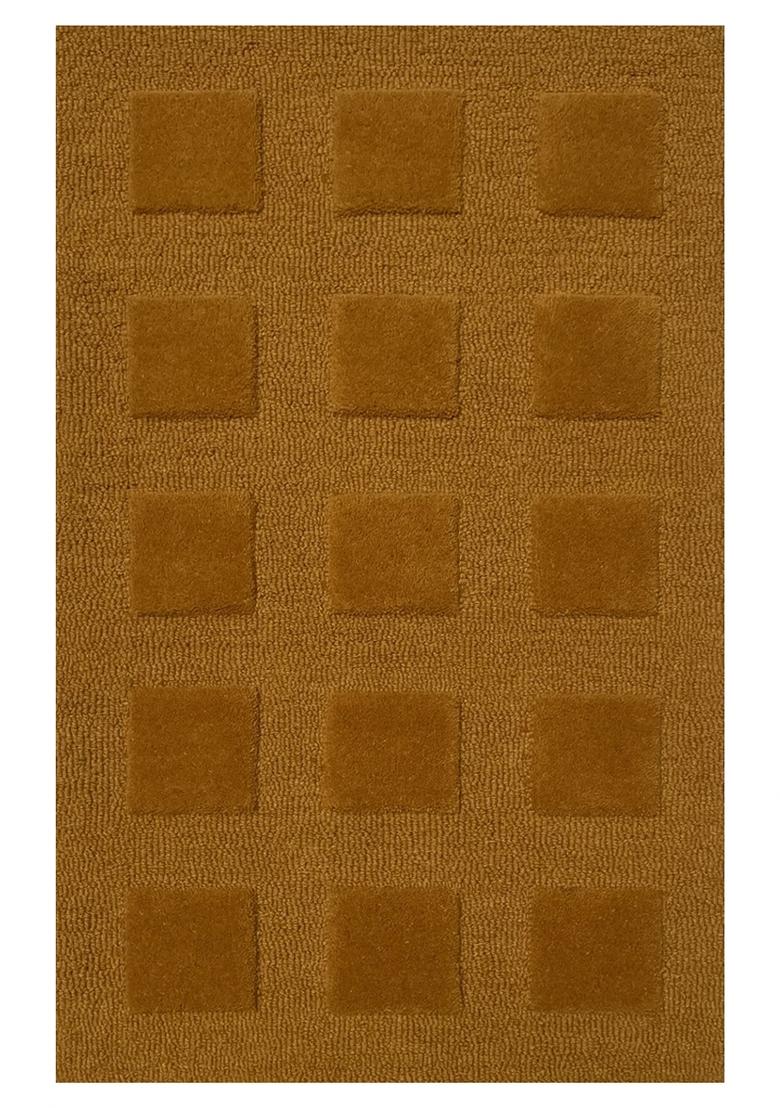 Saffron Rugs Hand Tufted Mustard Geometric Contemporary Rectangular Wool Area Rug - Indya