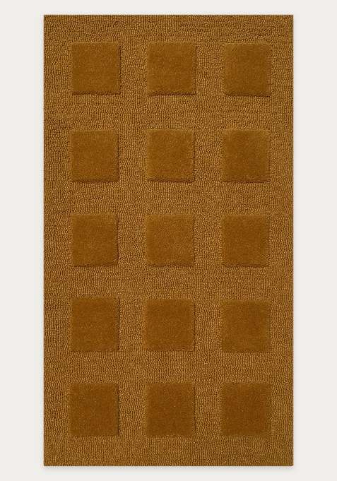 100% Wool Handmade Mustard Rug | Contemporary Geometric Carpet With Cotton Backing For Living Room