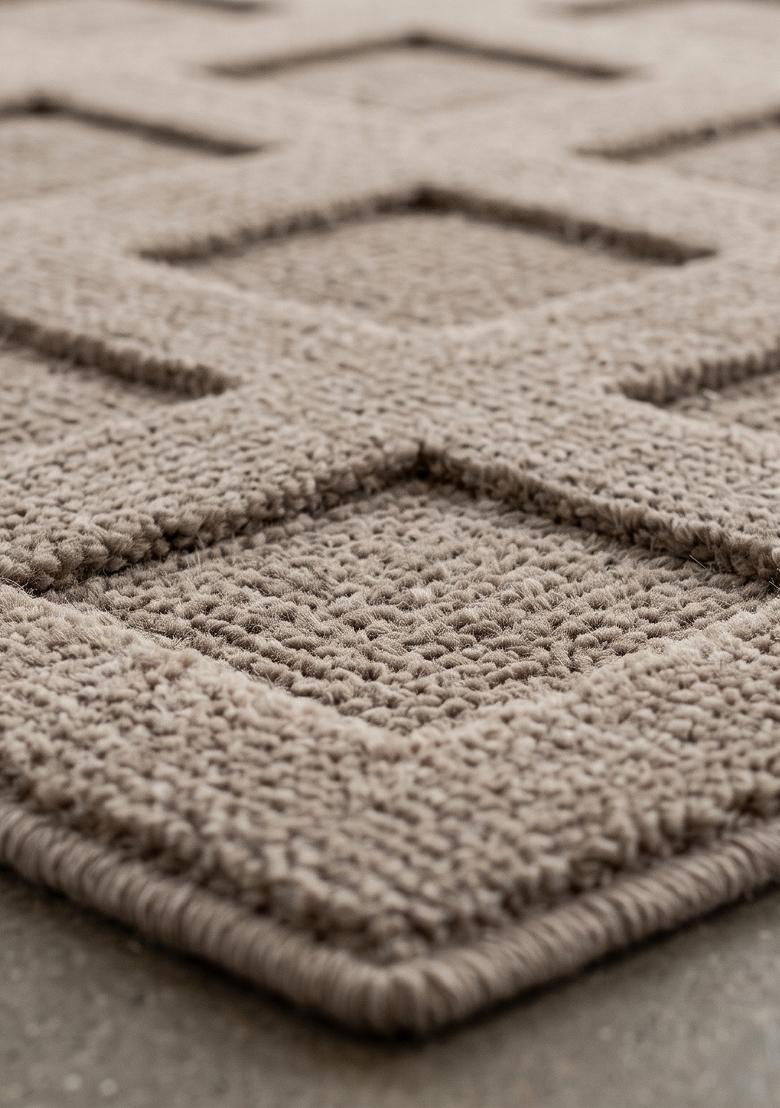Saffron Rugs Hand Tufted Dark Beige Geometric Contemporary Rectangular Wool Area Rug - Indya