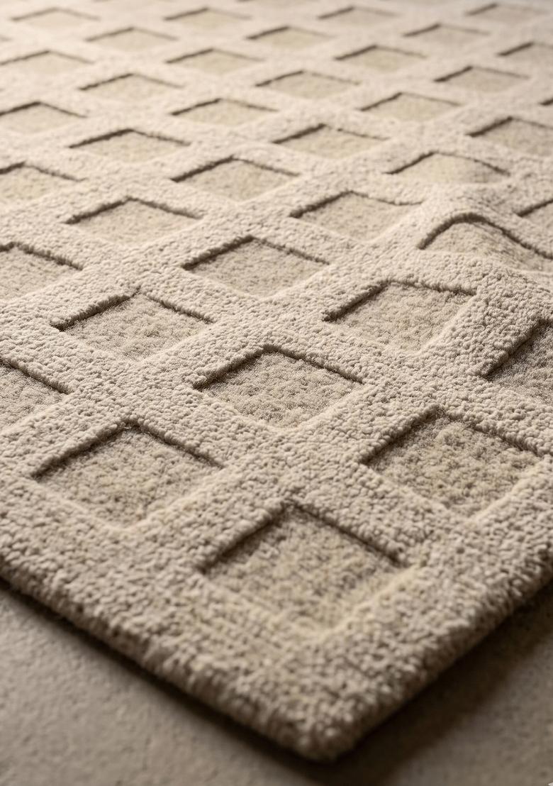 Saffron Rugs Hand Tufted Light Silver Grey Geometric Contemporary Rectangular Wool Area Rug - Indya
