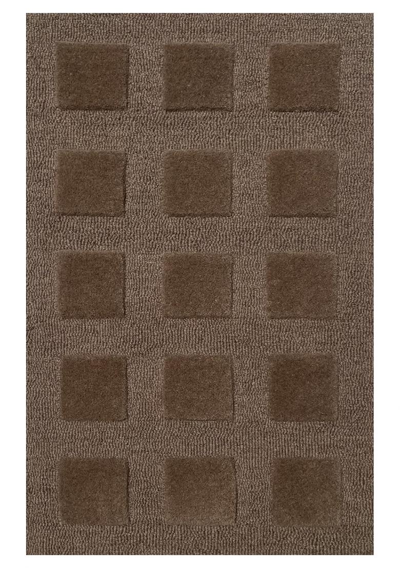 Saffron Rugs Hand Tufted Mid Brown Geometric Contemporary Rectangular Wool Area Rug - Indya