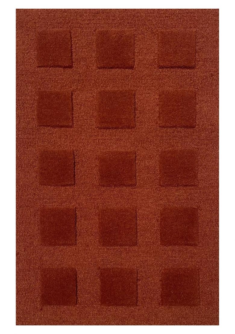 Saffron Rugs Hand Tufted Rust Geometric Contemporary Rectangular Wool Area Rug - Indya