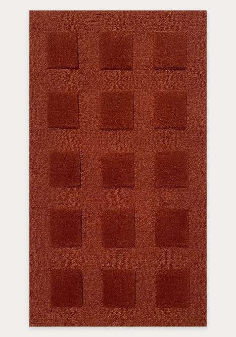100% Wool Handmade Rust Rug | Contemporary Geometric Carpet With Cotton Backing For Living Room