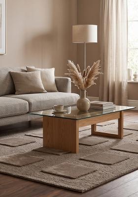 Saffron Rugs Hand Tufted Taupe Geometric Contemporary Rectangular Wool Area Rug