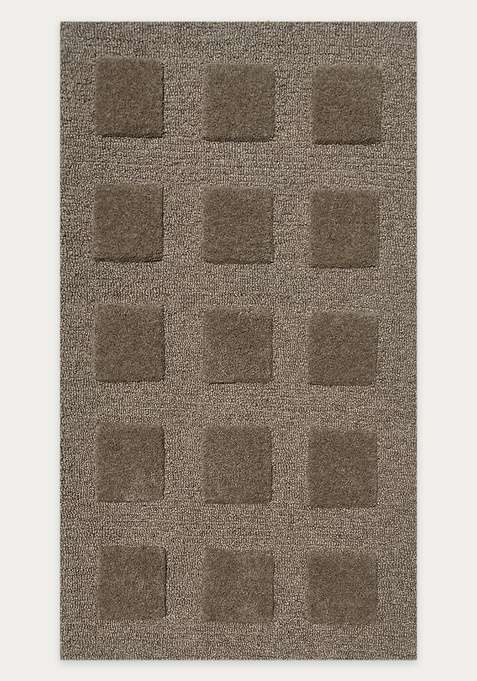 100% Wool Handmade Taupe Rug | Contemporary Geometric Carpet With Cotton Backing For Living Room