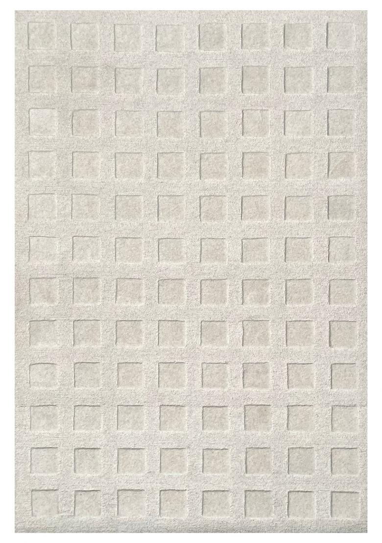 Saffron Rugs Hand Tufted Ivory Geometric Contemporary Rectangular Wool Area Rug - Indya