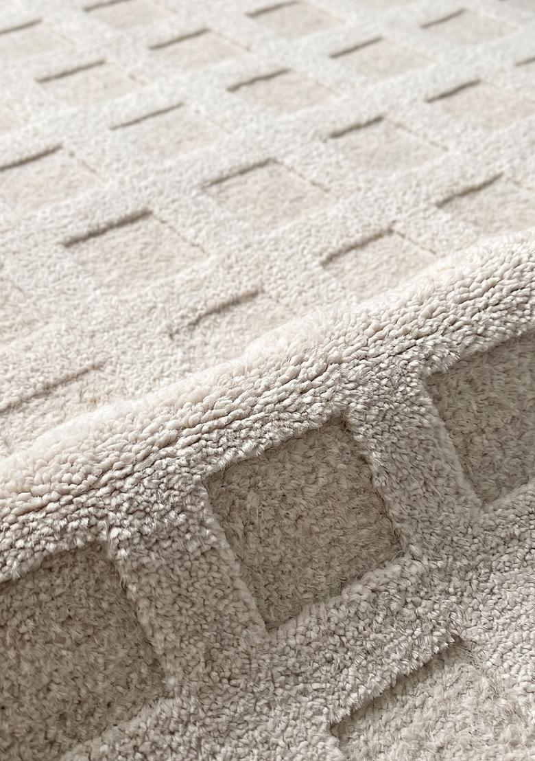 Saffron Rugs Hand Tufted Ivory Geometric Contemporary Rectangular Wool Area Rug - Indya