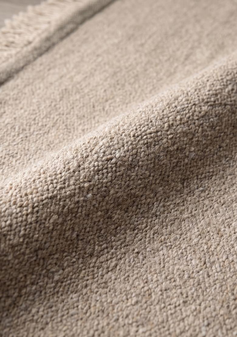 Saffron Rugs Flat Woven Beige  Contemporary Rectangular Wool Area Rug - Indya