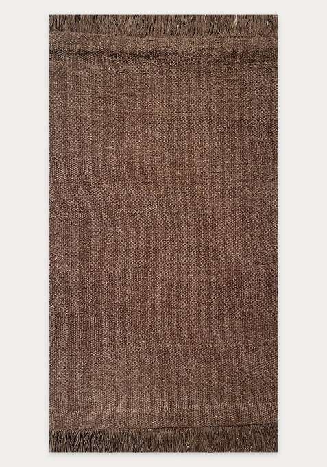 100% Wool Handmade Chocolate Brown Rug | Bohemian Kilim Flat Weave Reversible Carpet For Living Room