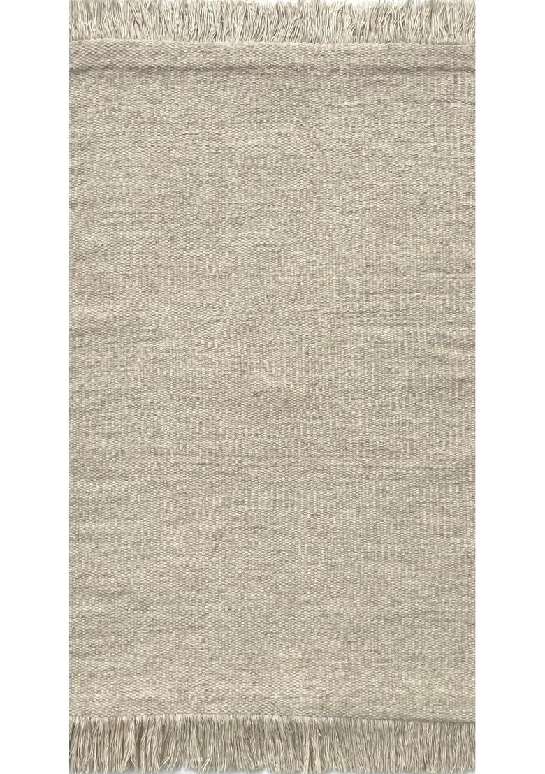 Saffron Rugs Flat Woven Cream  Scandinavian Rectangular Wool Area Rug - Indya