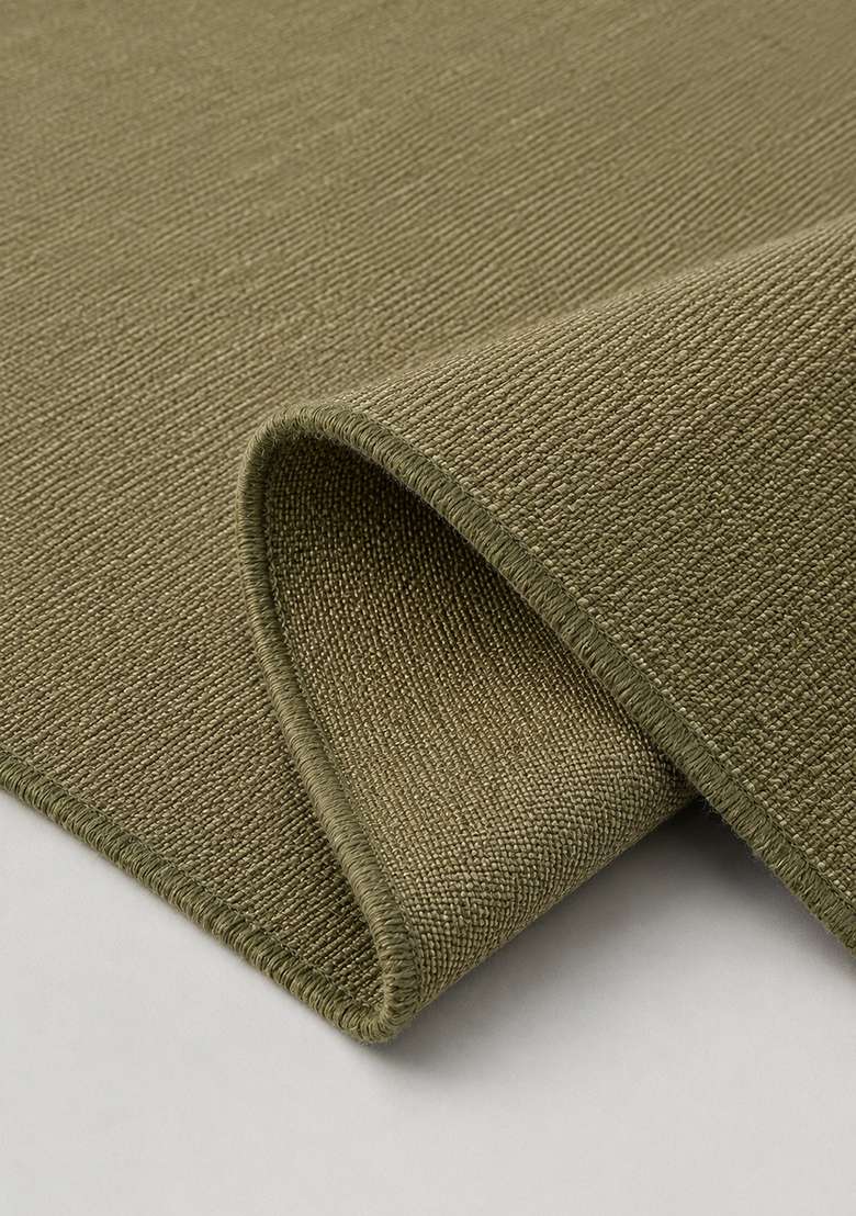 100% Wool Handmade Olive Green Rug | Casual Kilim Flat Weave Reversible Carpet For Living Room - Indya
