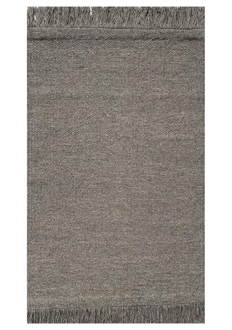 Saffron Rugs Flat Woven Grey  Scandinavian Rectangular Wool Area Rug - Indya