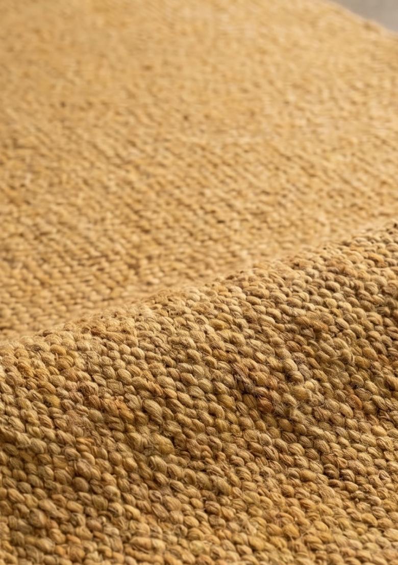 Saffron Rugs Flat Woven Mustard Yellow  Bohemian Rectangular Wool Area Rug - Indya