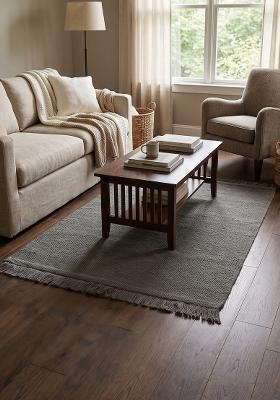 Saffron Rugs Flat Woven Grey 2  Scandinavian Rectangular Wool Area Rug