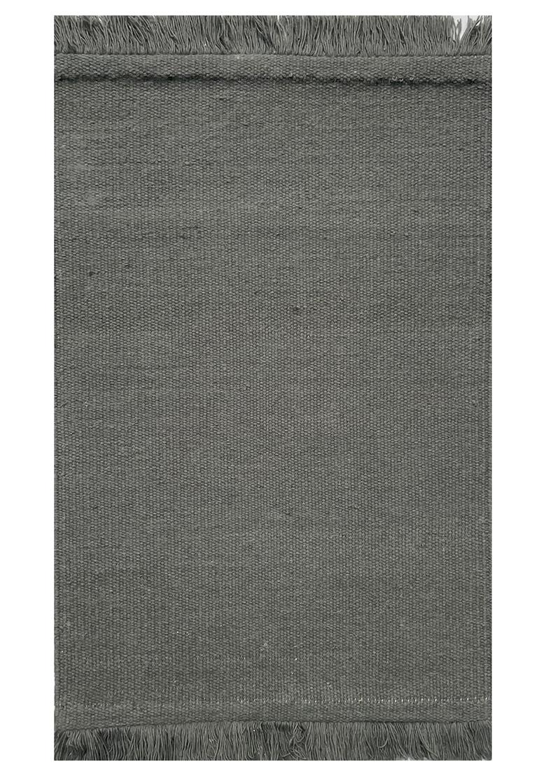 Saffron Rugs Flat Woven Grey 2  Scandinavian Rectangular Wool Area Rug - Indya