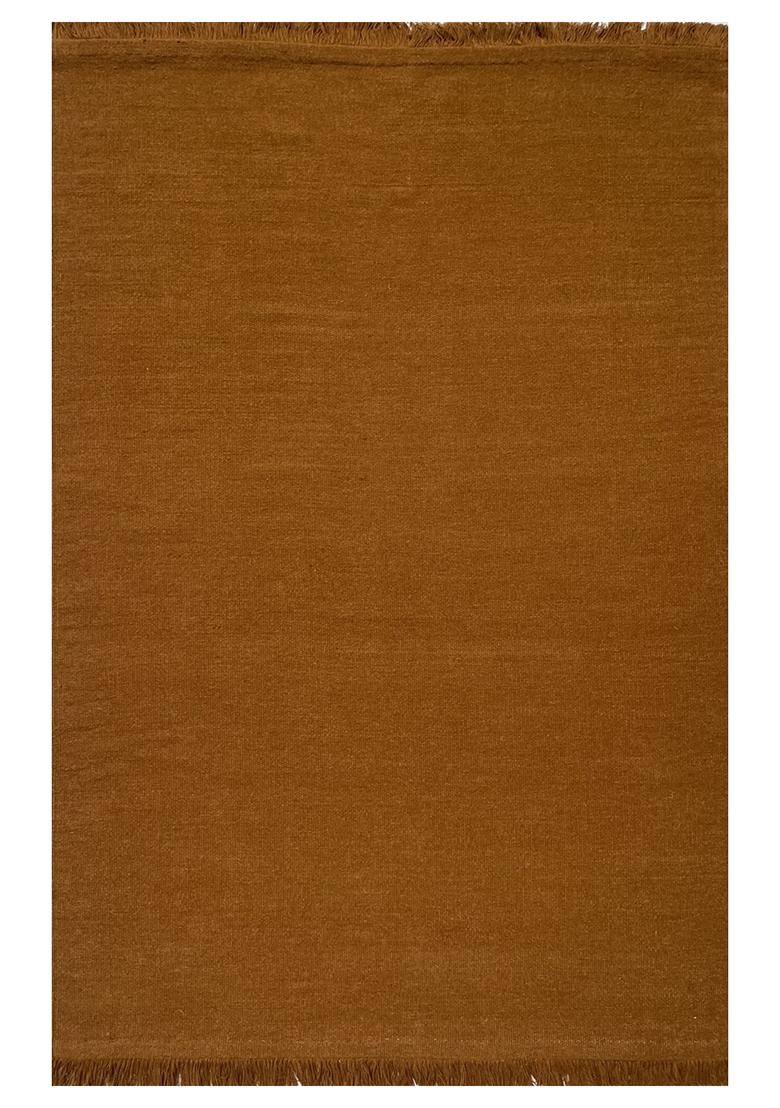 Saffron Rugs Flat Woven Mustard  Scandinavian Rectangular Wool Area Rug - Indya