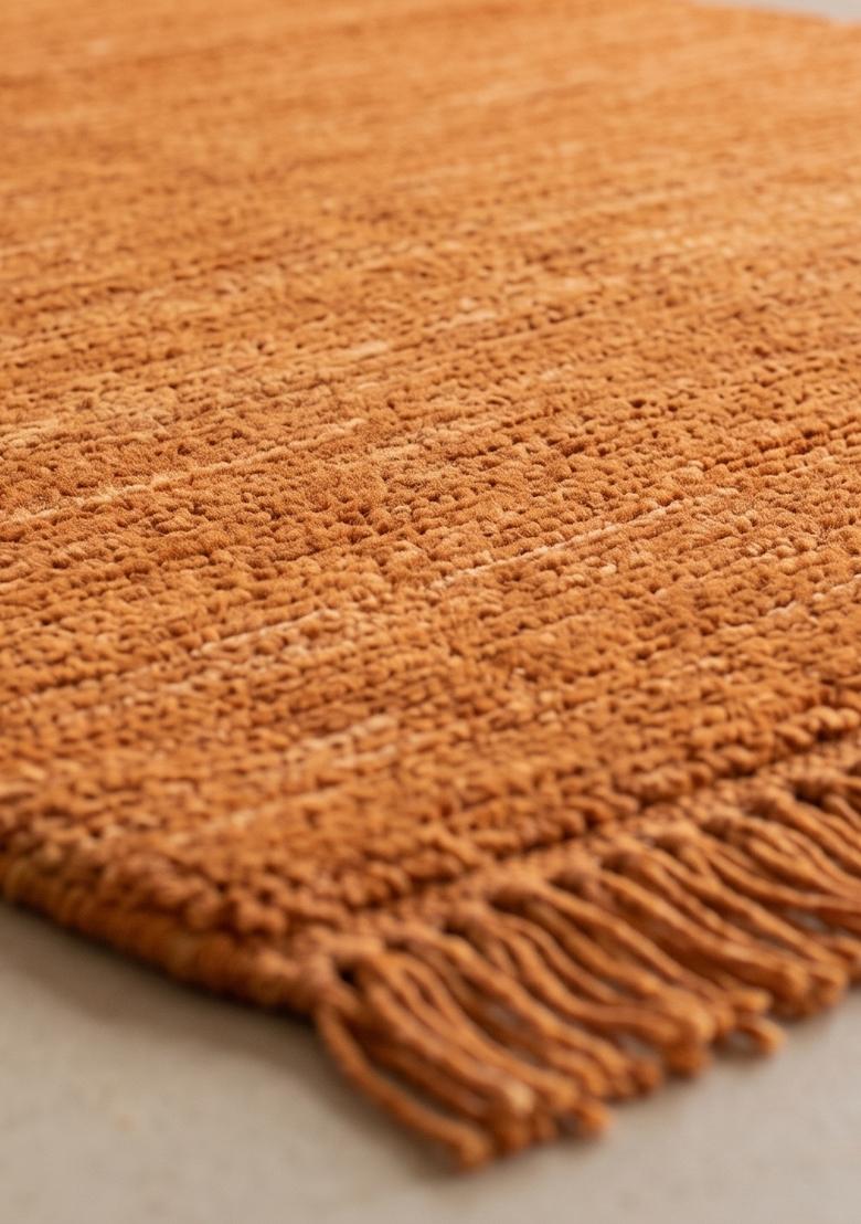 Saffron Rugs Flat Woven Mustard  Scandinavian Rectangular Wool Area Rug - Indya