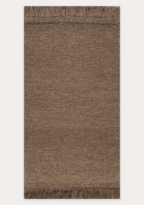 100% Wool Handmade Natural Brown Rug | Scandinavian Kilim Flat Weave Reversible Carpet For Living Room