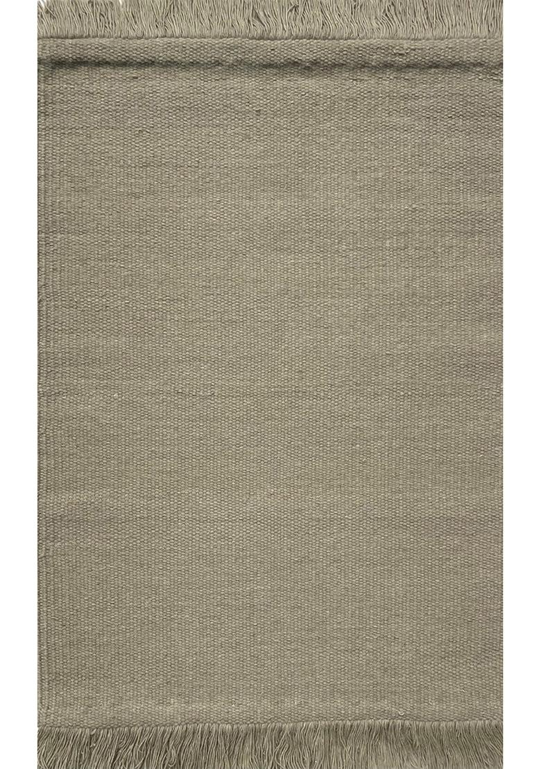 Saffron Rugs Flat Woven Olive  Scandinavian Rectangular Wool Area Rug - Indya