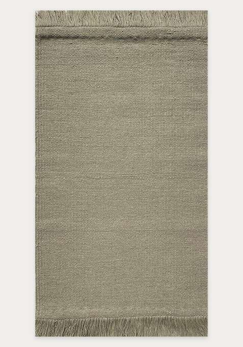 100% Wool Handmade Olive Rug | Scandinavian Kilim Flat Weave Reversible Carpet For Living Room