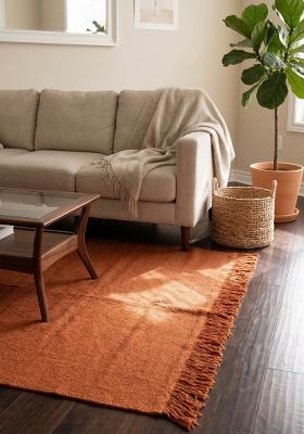 Saffron Rugs Flat Woven Rust  Bohemian Rectangular Wool Area Rug