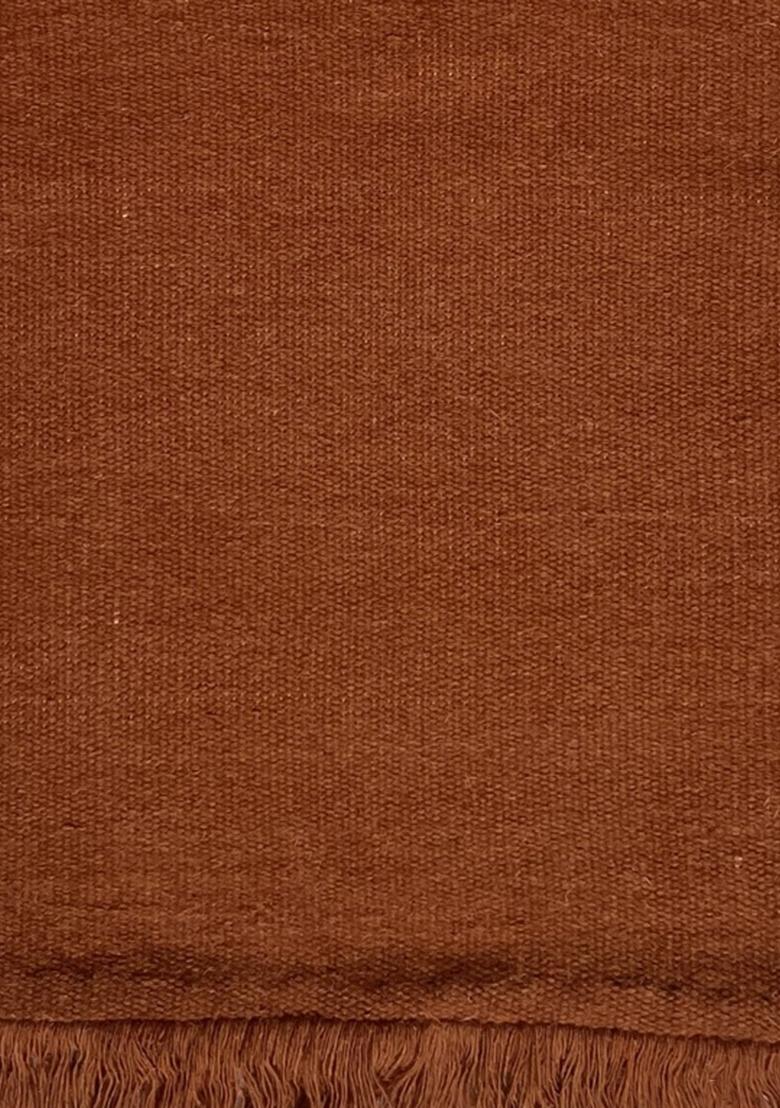 Saffron Rugs Flat Woven Rust  Bohemian Rectangular Wool Area Rug - Indya