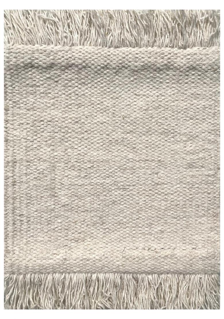 Saffron Rugs Flat Woven Cream 2  Scandinavian Rectangular Wool Area Rug - Indya