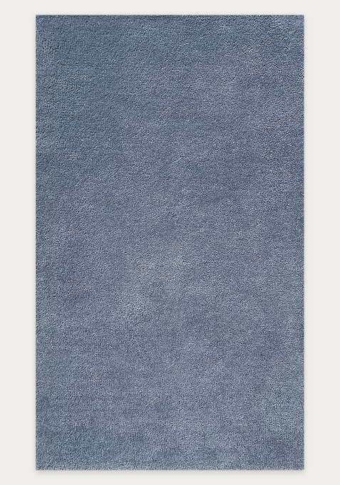 100% Wool Handmade Blue Rug | Modern Solid Carpet With Cotton Backing For Living Room