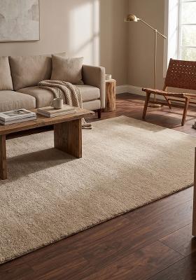 Saffron Rugs Hand Tufted Cream Solid Modern Rectangular Wool Area Rug