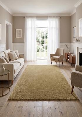 Saffron Rugs Hand Tufted Olive Green Solid Modern Rectangular Wool Area Rug