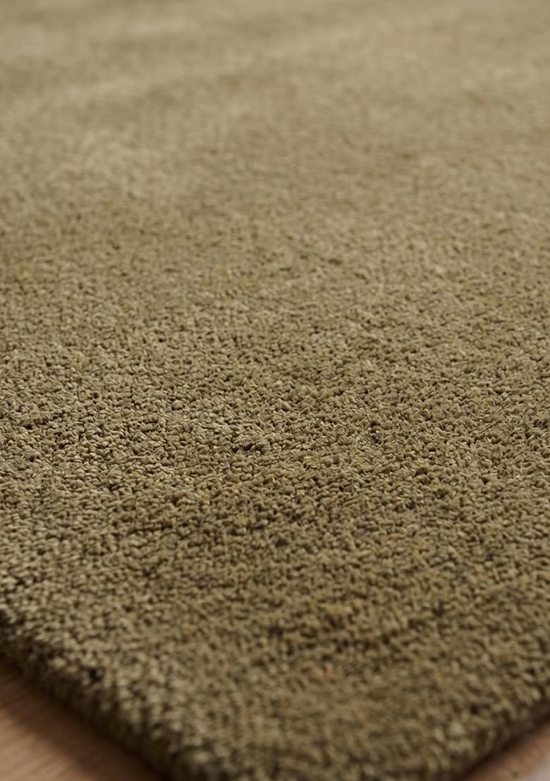 Saffron Rugs Hand Tufted Olive Green Solid Modern Rectangular Wool Area Rug - Indya