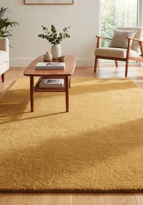 Saffron Rugs Hand Tufted Mustard Yellow Solid Modern Rectangular Wool Area Rug