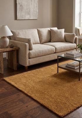 Saffron Rugs Hand Tufted Mustard Solid Modern Rectangular Wool Area Rug