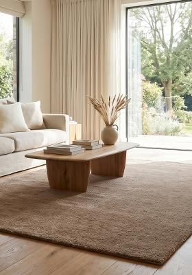 Saffron Rugs Hand Tufted Brown Solid Modern Rectangular Wool Area Rug