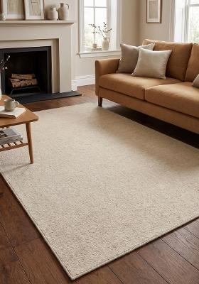 Saffron Rugs Hand Tufted Cream Solid Modern Rectangular Wool Area Rug