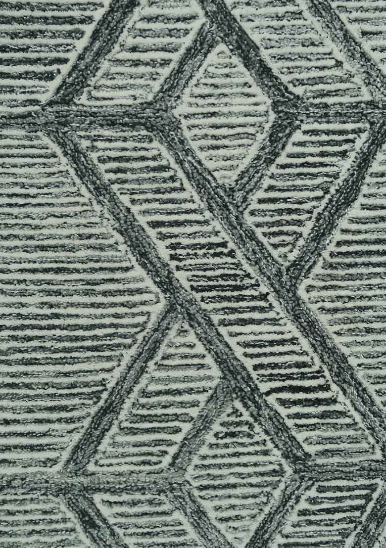 Saffron Rugs Hand Tufted Sage Green Geometric Moroccan Rectangular Wool Area Rug - Indya