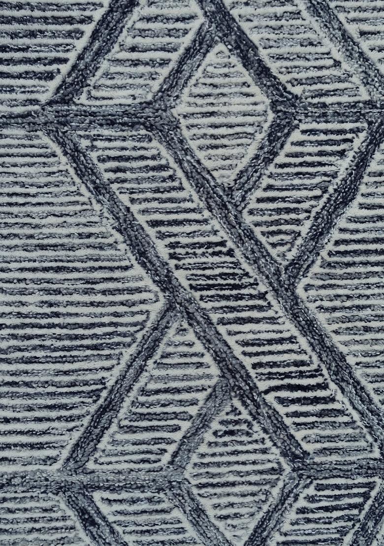 Saffron Rugs Hand Tufted Light Blue Geometric Moroccan Rectangular Wool Area Rug - Indya