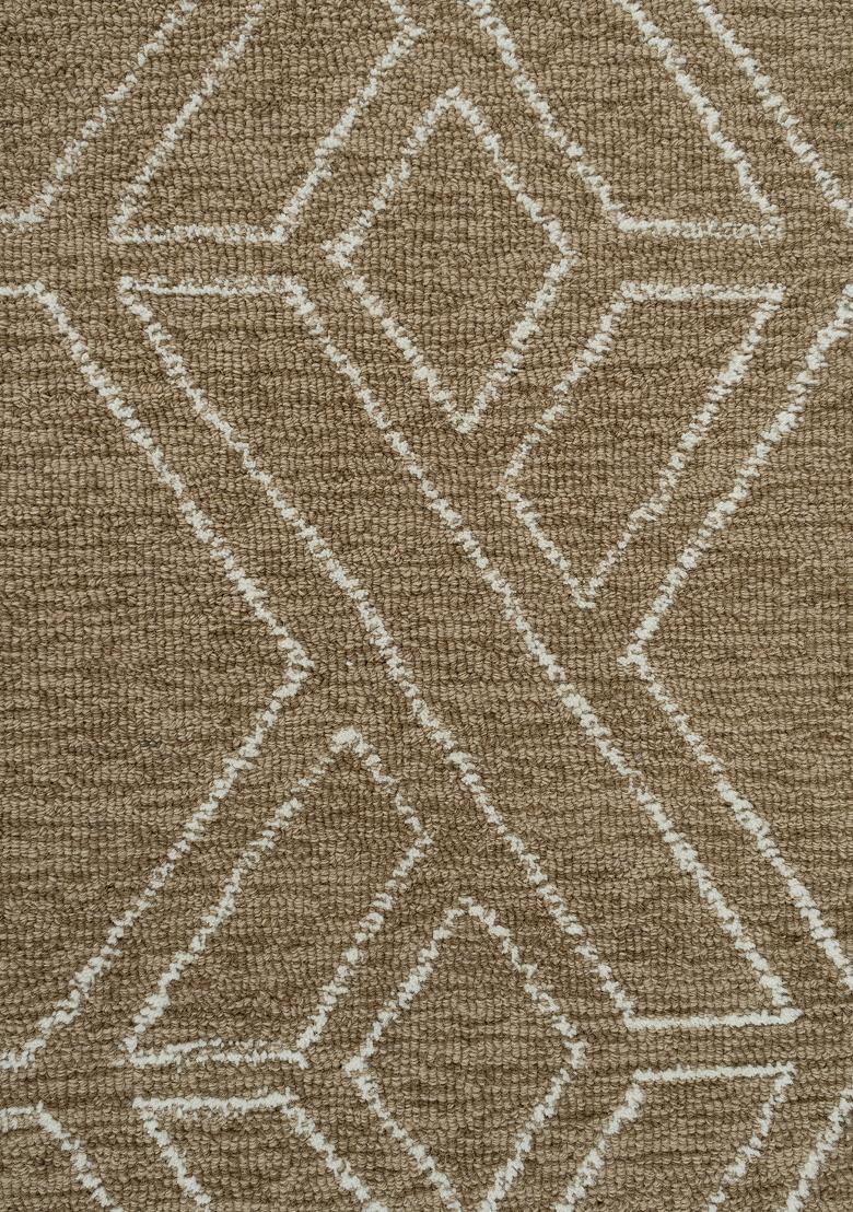 Saffron Rugs Hand Tufted Taupe Brown Geometric Bohemian Rectangular Wool Area Rug - Indya