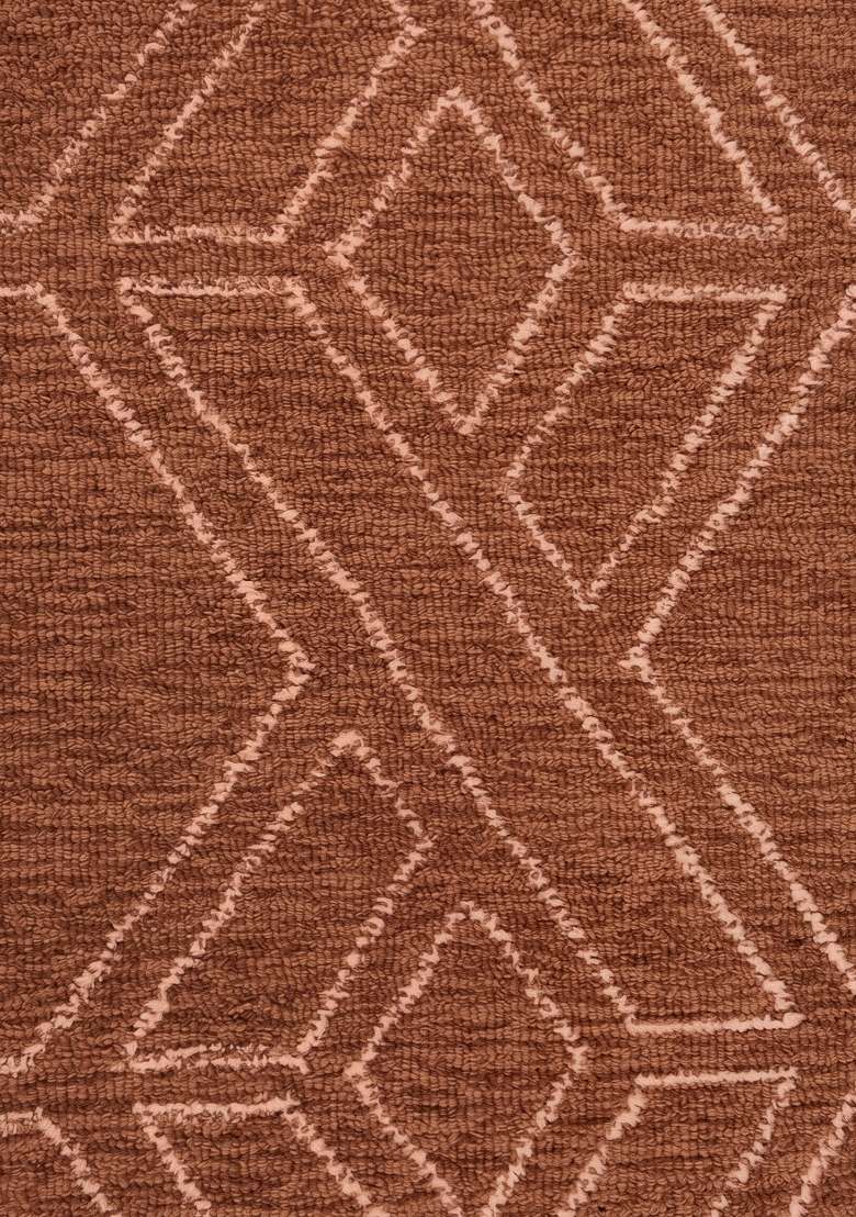 Saffron Rugs Hand-Tufted 100% Wool Area Rug | Terracotta Rectangular Rug | Cotton Backing | Bohemian Geometric Home Decor Carpet for Living Room - Indya