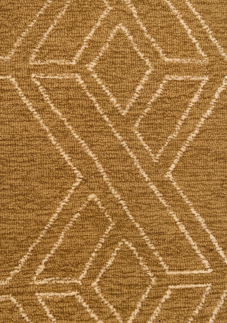 Saffron Rugs Hand Tufted Mustard Yellow Geometric Bohemian Rectangular Wool Area Rug - Indya