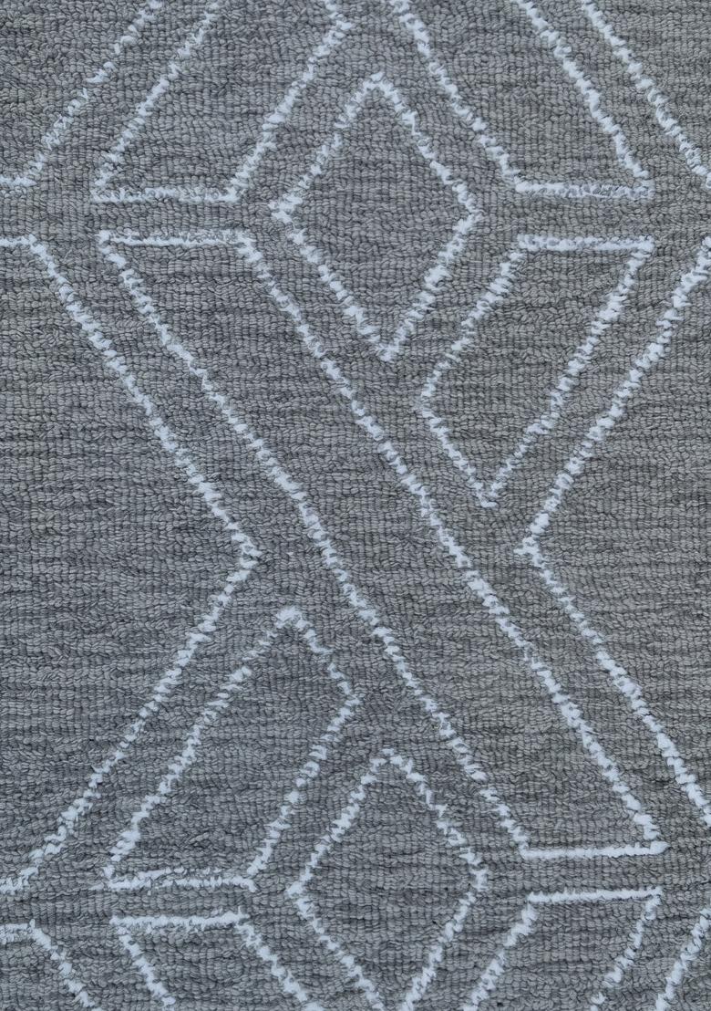 Saffron Rugs Hand Tufted Slate Blue Geometric Bohemian Rectangular Wool Area Rug - Indya