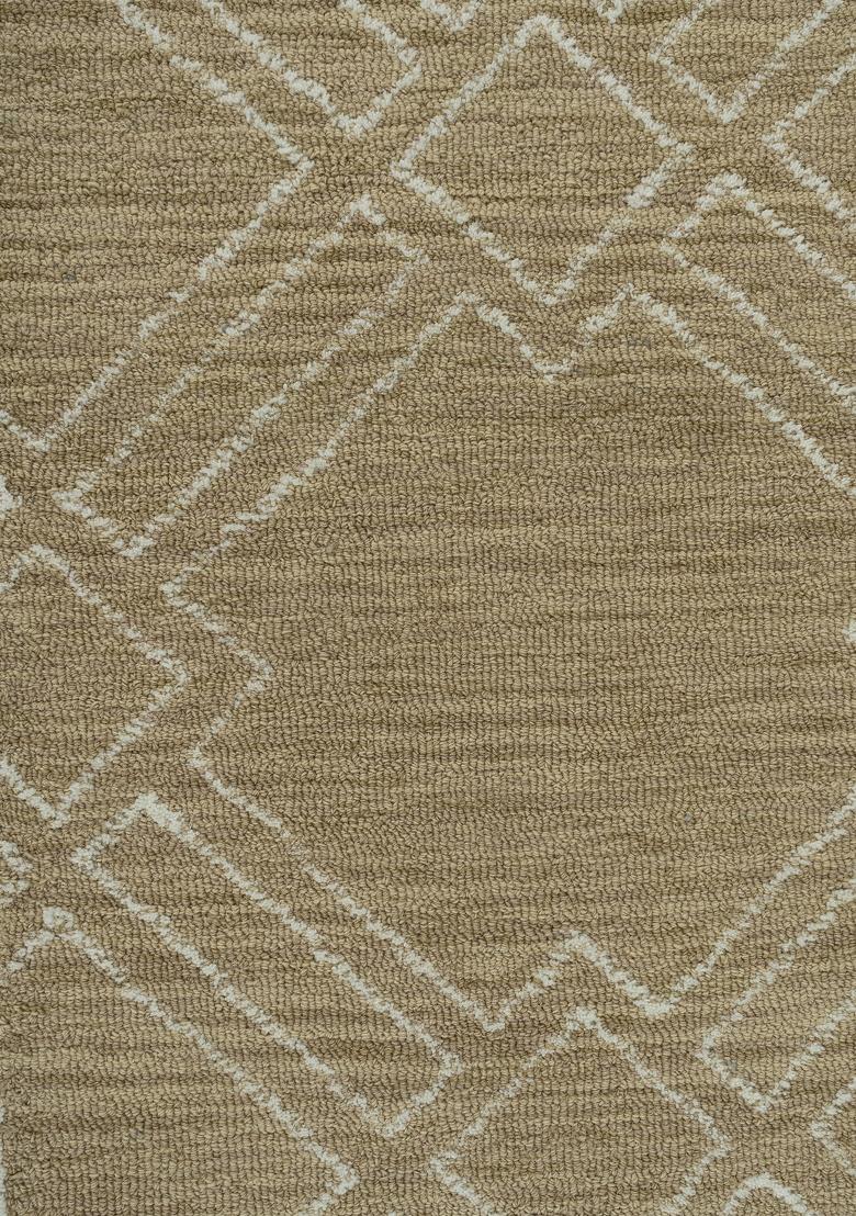 Saffron Rugs Hand Tufted Beige Trellis Bohemian Rectangular Wool Area Rug - Indya