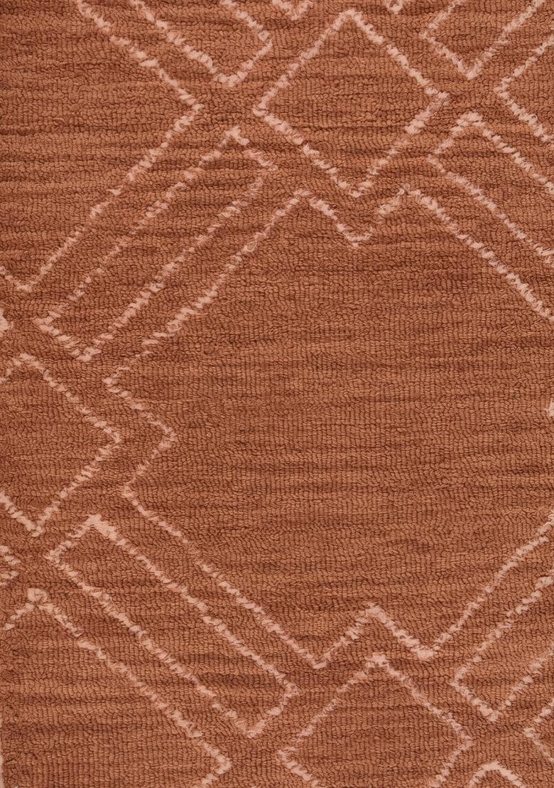 Saffron Rugs Hand Tufted Terracotta Trellis Bohemian Rectangular Wool Area Rug - Indya