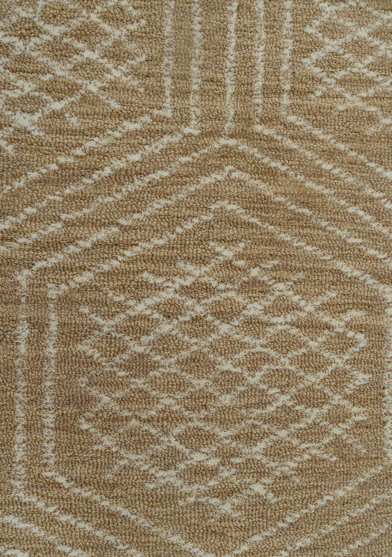 Saffron Rugs Hand Tufted Beige Geometric Bohemian Rectangular Wool Area Rug - Indya