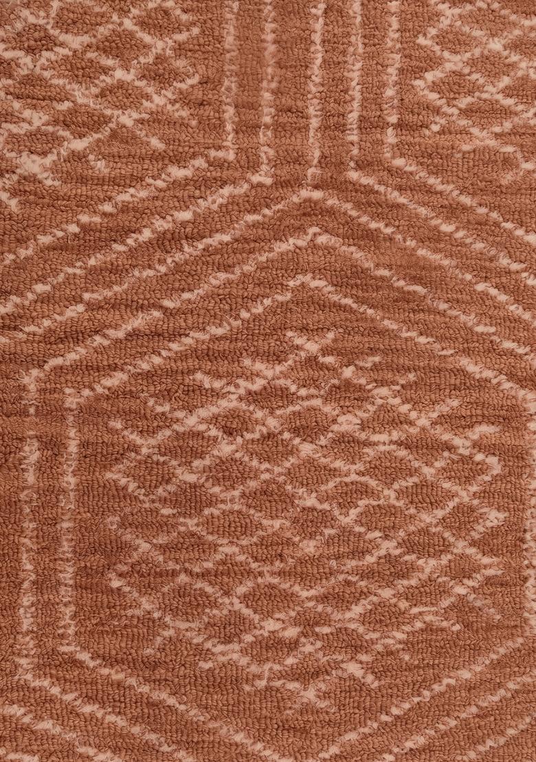 Saffron Rugs Hand Tufted Terracotta Geometric Bohemian Rectangular Wool Area Rug - Indya
